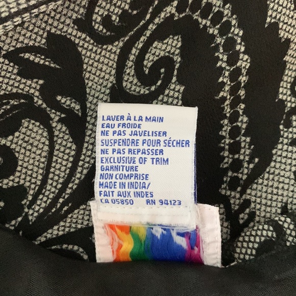 MISS B Black & Grey Paisley one shoulder dress, ruffles & high-low hem. M - Picture 12 of 13